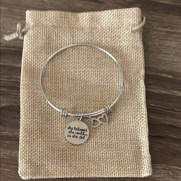“She believed she could do she did” silver bracelet - Picture 1 of 2